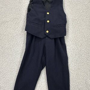 Classic wool 70% winter Black Pinstripe Kids Vest and Pants Set